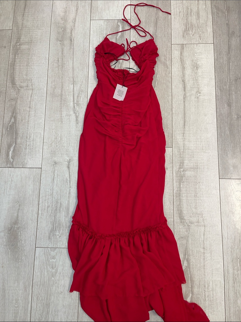 🌹🌹NWT H:hours Red Ruffled Cutout Detail Halter Maxi Dress XXS- never worn!🌹🌹 - Picture 10 of 10